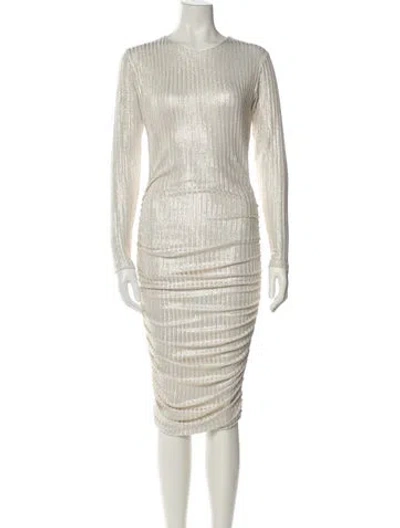 Pre-owned Melissa Odabash Crew Neck Midi Length Dress In Gold