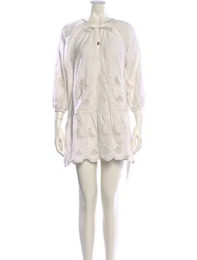 Pre-owned Melissa Odabash Crew Neck Mini Dress In Neutral