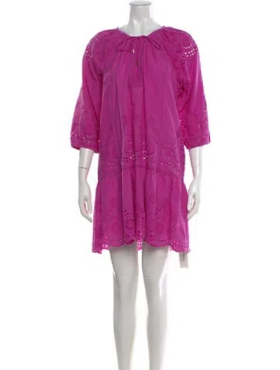 Pre-owned Melissa Odabash Crew Neck Mini Dress In Purple