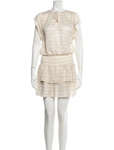 Pre-owned Melissa Odabash Crew Neck Mini Dress W/ Tags In Neutral