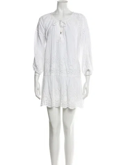 Pre-owned Melissa Odabash Crew Neck Mini Dress In White
