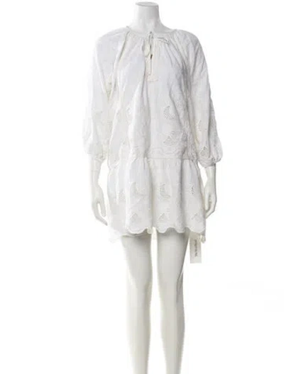 Pre-owned Melissa Odabash Crew Neck Mini Dress In White