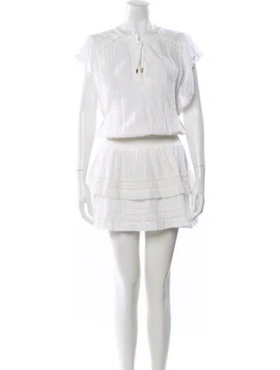 Pre-owned Melissa Odabash Crew Neck Mini Dress In White