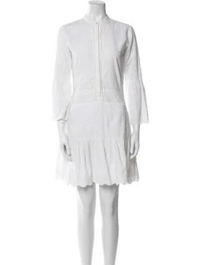 Pre-owned Melissa Odabash Crew Neck Mini Dress In White