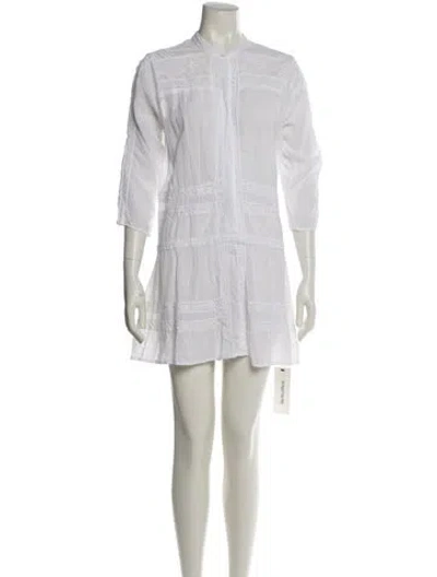 Pre-owned Melissa Odabash Crew Neck Mini Dress In White