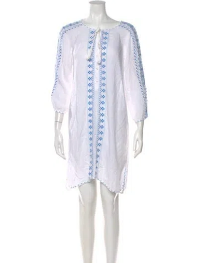 Pre-owned Melissa Odabash Crew Neck Mini Dress In White