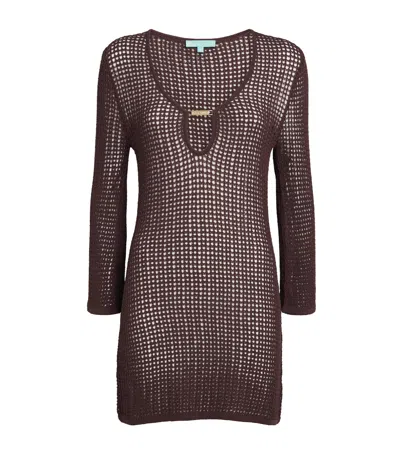 Melissa Odabash Crochet Ellis Mini Dress In Brown