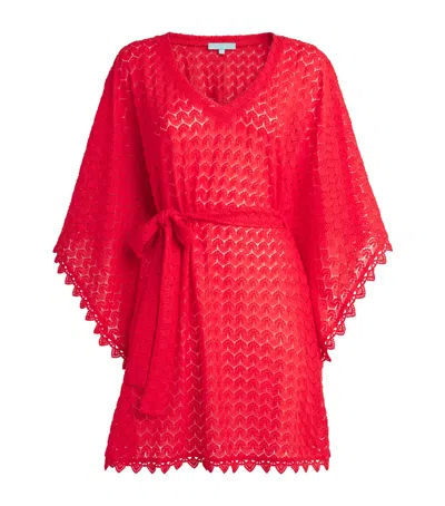 Melissa Odabash Crochet Tie-waist Petra Kaftan In Red