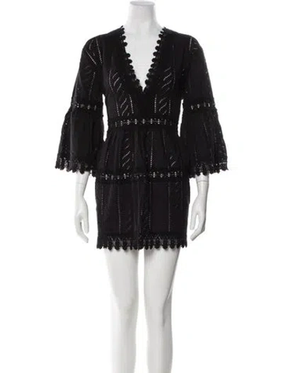 Pre-owned Melissa Odabash Crochet Trim One-piece In Black