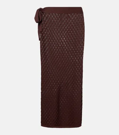 Melissa Odabash Dawn Knitted Wrap Skirt In Brown