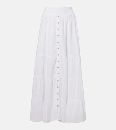 Melissa Odabash Dee Tiered Cotton Maxi Skirt In White