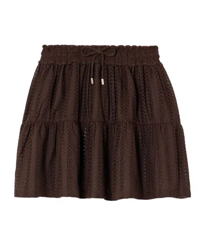 Melissa Odabash Dune Open-knit Mini Skirt In Brown
