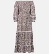Melissa Odabash Eclipse Gathered Printed Midi Dress In Blue
