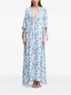 Melissa Odabash Edith Floral Maxi Cover-up Dress In Blue