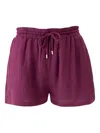 Melissa Odabash Elasticated-waist Cotton Shorts In Burgundy