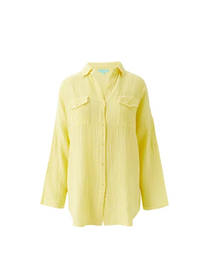 Melissa Odabash Elena Cotton Gauze Cover-up Shirt In Yellow