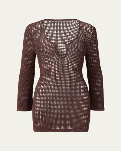 Melissa Odabash Ellis Crochet Sundress Coverup In Brown