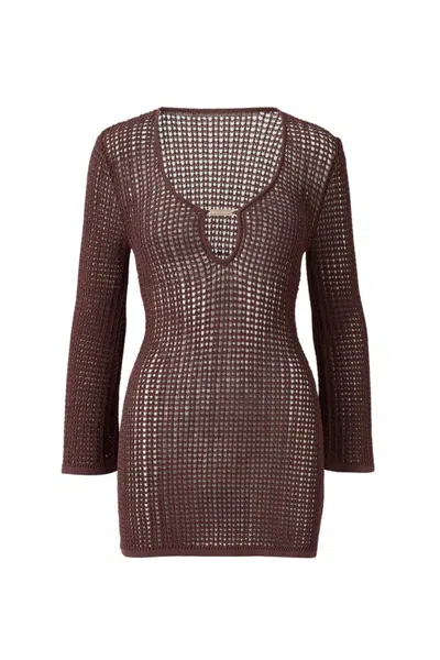 MELISSA ODABASH ELLIS KNIT DRESS BROWN