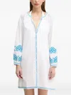 Melissa Odabash Embroidered Button-front Beach Dress In Blue