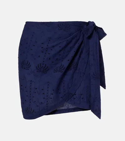 Melissa Odabash Embroidered Cotton Beach Cover-up In Blue
