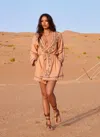 Melissa Odabash Embroidered Kaftan Dress In Tan/brown In Nude