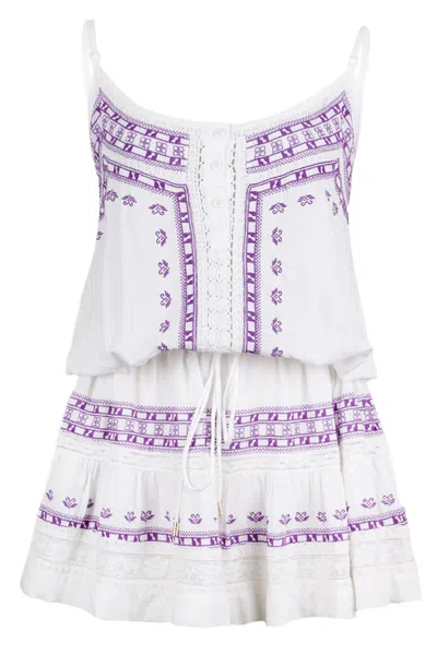 Melissa Odabash Embroidered White Mini Dress In Multi