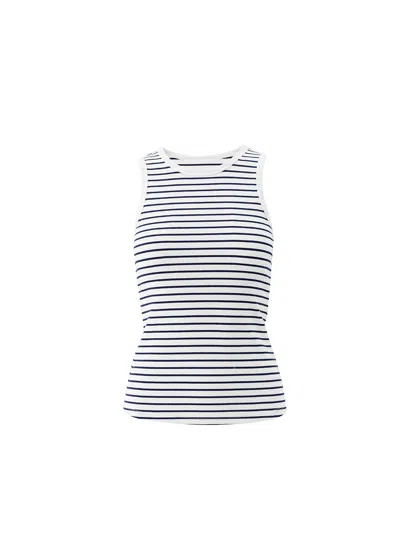 Melissa Odabash Exclusive Frankie Navy Stripe Tank In White