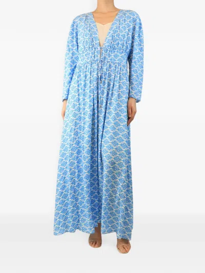 Pre-owned Melissa Odabash Farrah Printed-pattern Kaftan In Blue