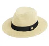 Melissa Odabash Fedora Hat | Womens Classic Hat | Beige Paper With Black Ribbon Band | Summer Beachwear For Ladies In Brown