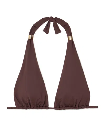 Melissa Odabash Grenada Embellished Halterneck Triangle Bikini Top In Brown