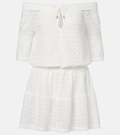 Melissa Odabash Flo Crochet Cotton And Linen Minidress In Neutral