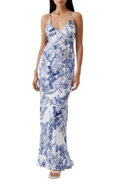 Melissa Odabash Floral Cover-up Maxi Dress In Blue