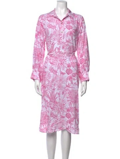 Pre-owned Melissa Odabash Floral Print Knee-length Dress In Pink
