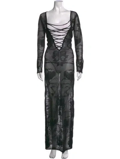 Pre-owned Melissa Odabash Floral Print Long Dress In Black