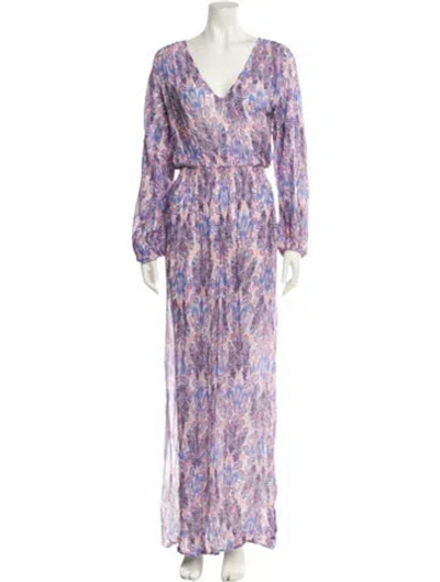 Pre-owned Melissa Odabash Floral Print Long Dress In Blue