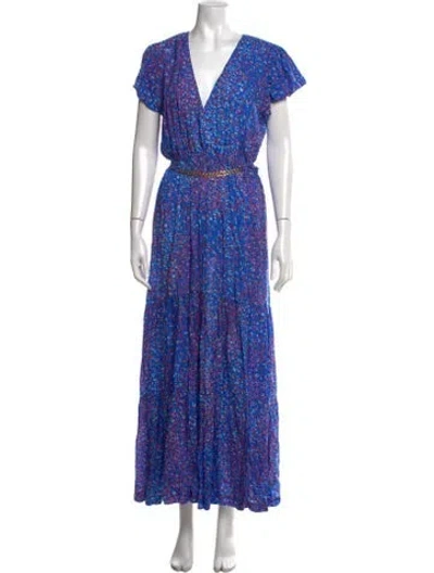 Pre-owned Melissa Odabash Floral Print Long Dress In Blue