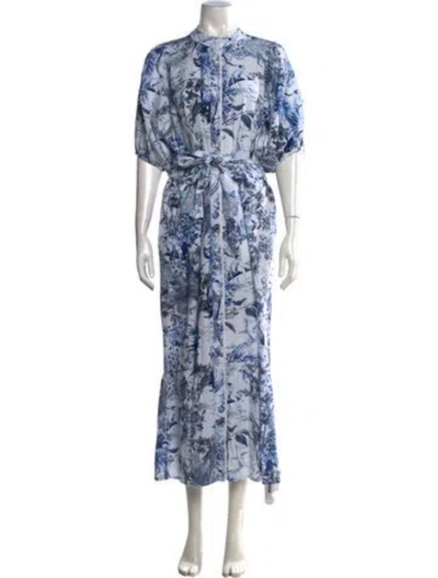 Pre-owned Melissa Odabash Floral Print Long Dress In Blue