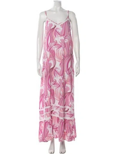 Pre-owned Melissa Odabash Floral Print Long Dress In Pink