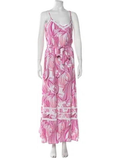 Pre-owned Melissa Odabash Floral Print Long Dress In Pink