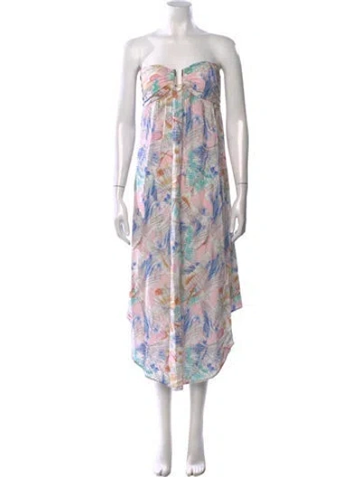 Pre-owned Melissa Odabash Floral Print Long Dress In Pink