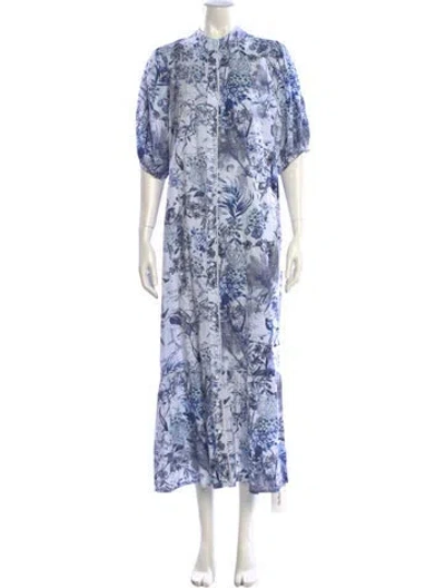 Pre-owned Melissa Odabash Floral Print Long Dress W/ Tags In Blue