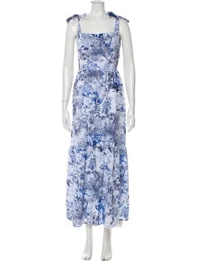 Pre-owned Melissa Odabash Floral Print Long Dress W/ Tags In Blue