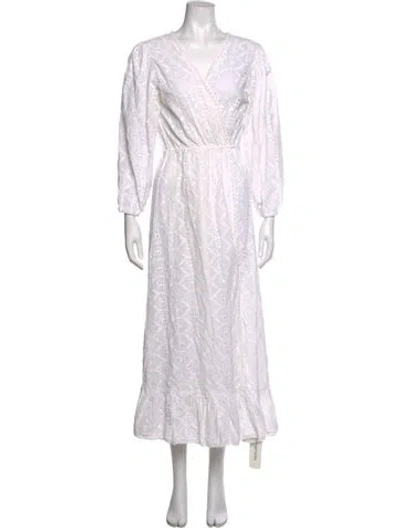 Pre-owned Melissa Odabash Floral Print Long Dress W/ Tags In White