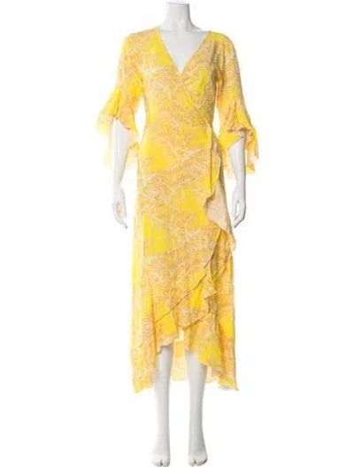 Pre-owned Melissa Odabash Floral Print Long Dress In Yellow