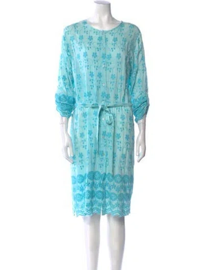 Pre-owned Melissa Odabash Floral Print Midi Length Dress In Blue