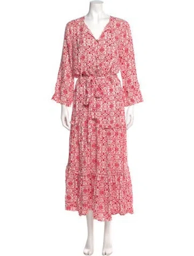 Pre-owned Melissa Odabash Floral Print Midi Length Dress In Red