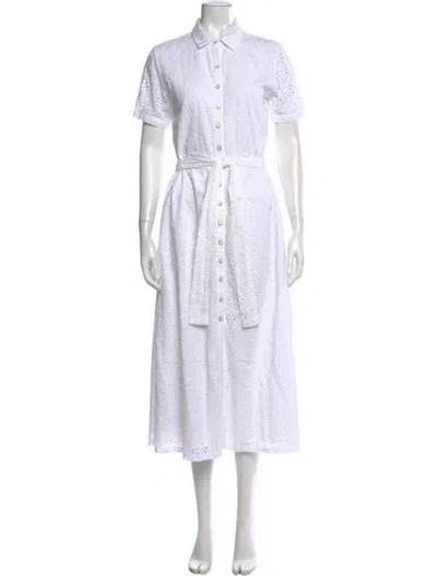 Pre-owned Melissa Odabash Floral Print Midi Length Dress In White