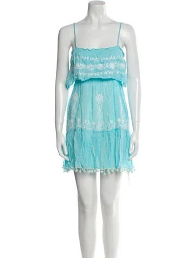 Pre-owned Melissa Odabash Floral Print Mini Dress In Blue