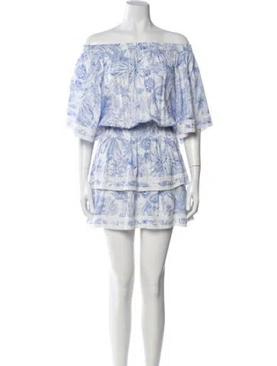 Pre-owned Melissa Odabash Floral Print Mini Dress In Blue/white