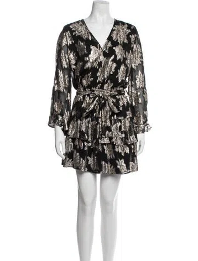 Pre-owned Melissa Odabash Floral Print Mini Dress In Gold
